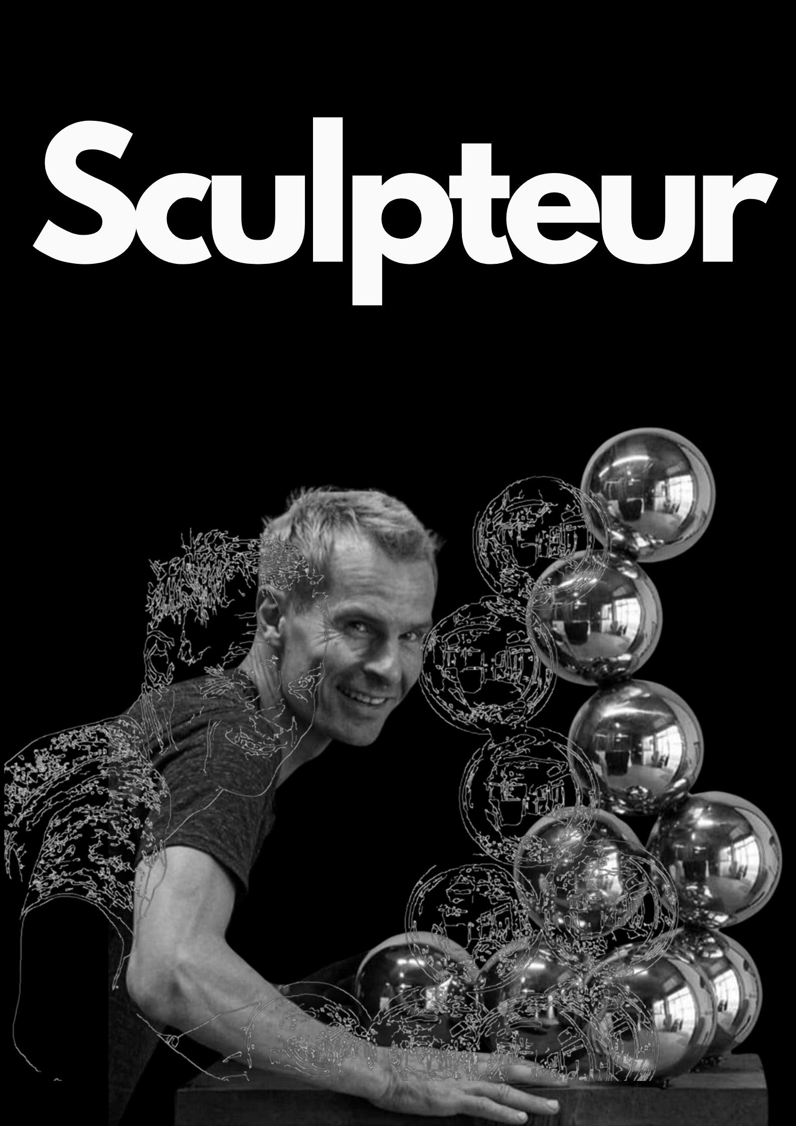 Raphael minot avec sculpture